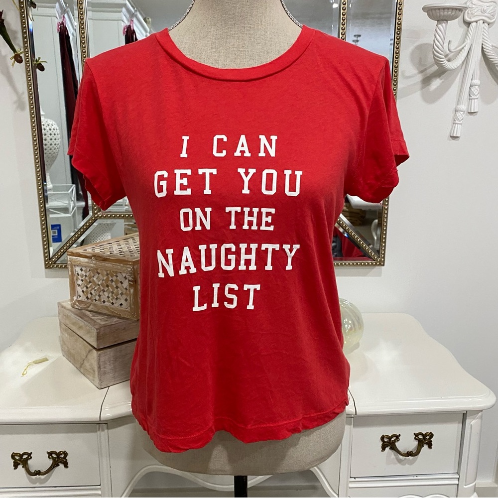 Wildfox Tee Naughty List Santa Sz S Holidays Christmas Funny Party